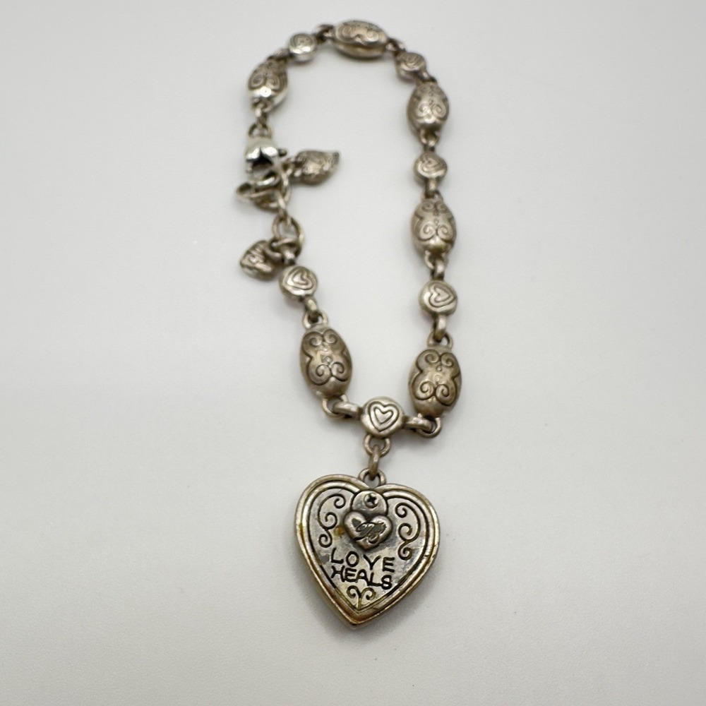 BRIGHTON Silver Plated Cancer Awareness Charm Bracelet 7" - 8" - Picture 2 of 6